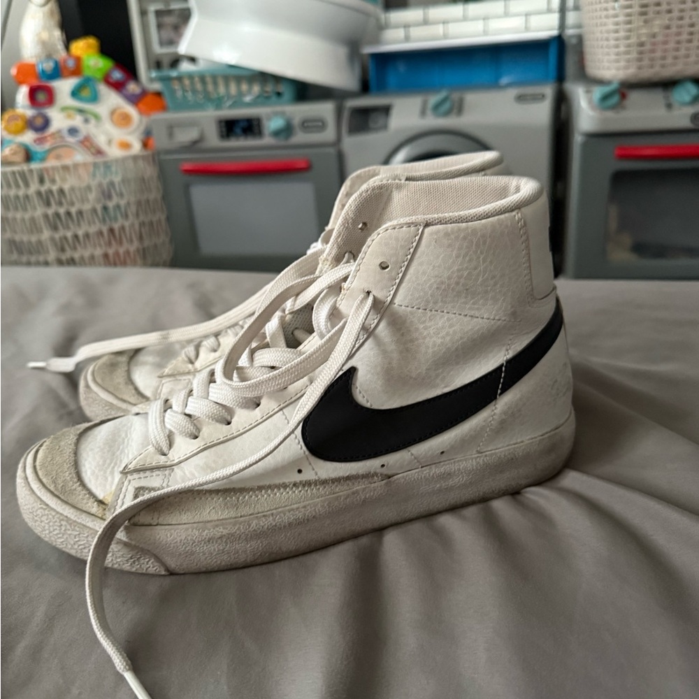 Nike White and Black High-Top Athletic Shoes